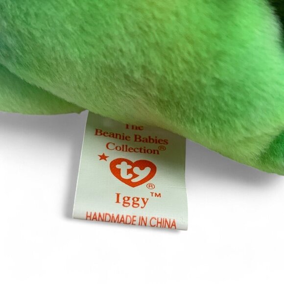 TY Beanie Babies Iggy The Iguana 8" Plush Toy Collectible Blue Green Pink 1997 - Picture 6 of 7